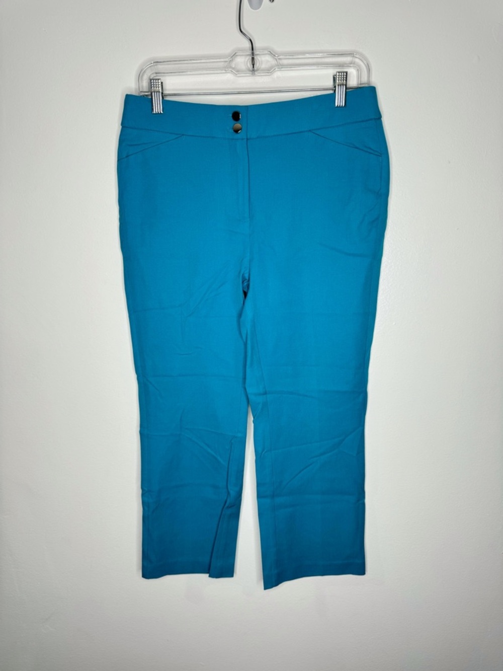 Chico's Secret Stretch Straight Leg Crop‎ Pants Turquoise Women's 2 Chico's 00